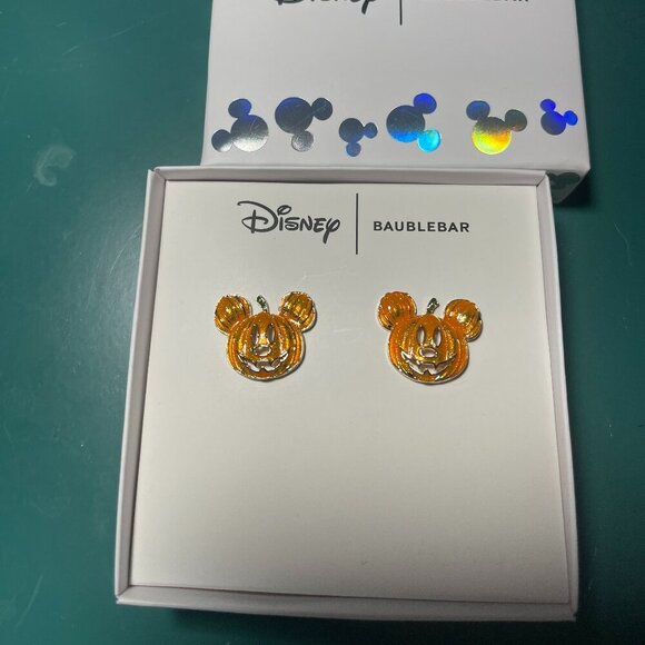 New Baublebar x Disney Halloween Mickey Mouse Enamel Pumpkin Stud Earrings - Picture 1 of 4